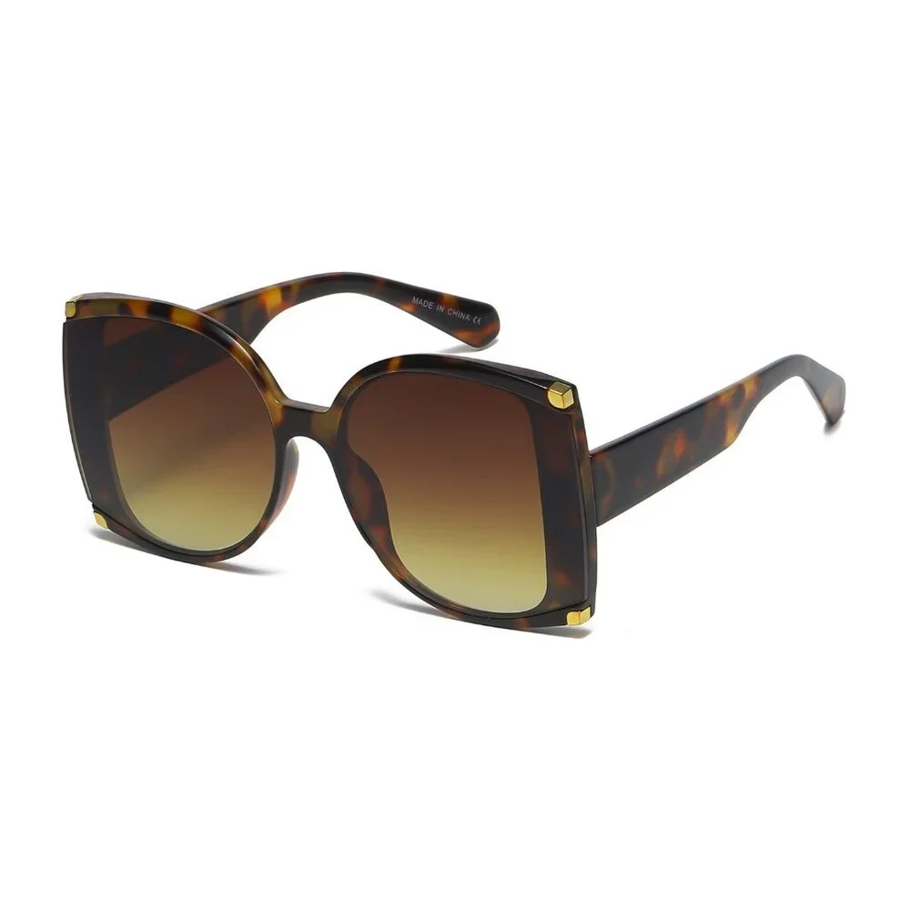 Sunglasses Women Tortoise Square Shades Hip Hop Style Classic‎ Flat Lens Fancy
